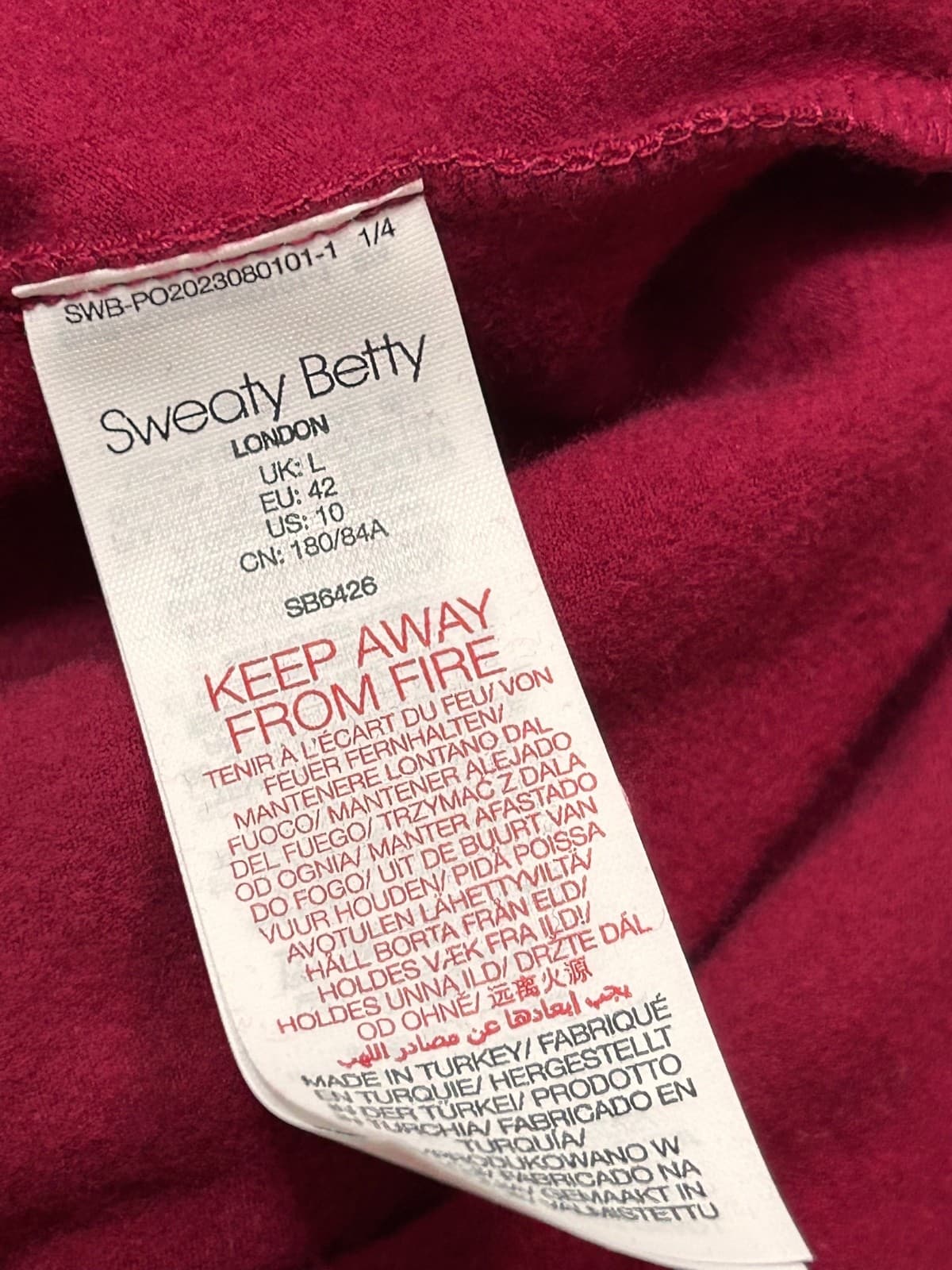 $144 NWT Sweaty Betty Women's size L Hoodie Pockets Pullover Escape Red Fleece d - Thumbnail 9