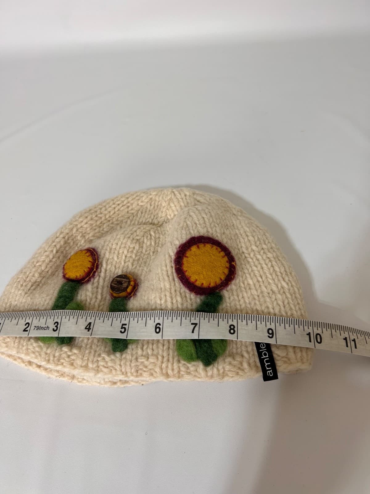 Ambler Mountain Floral Wool Hat Beanie Womens or Kids Embroidered - Thumbnail 4