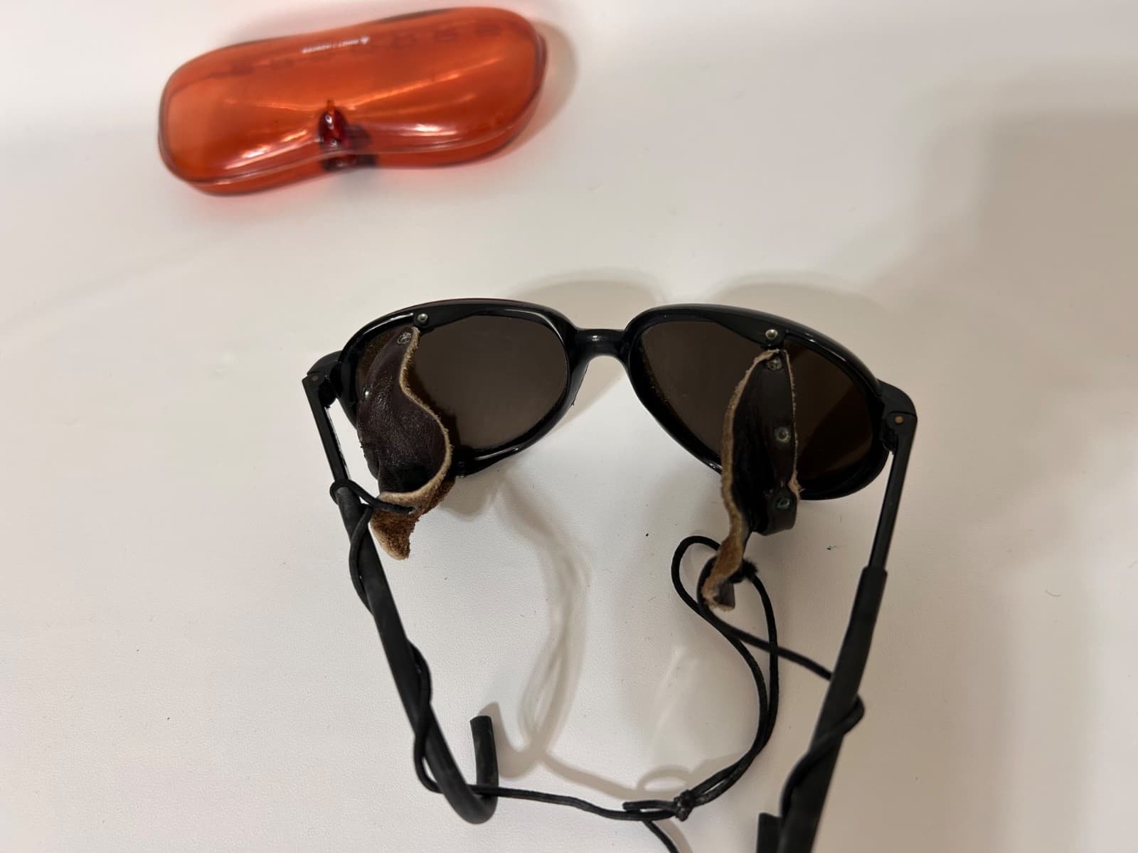 Bolle Nylon Cable Hook Leather Shields Skiing Sunglasses Made In France - Thumbnail 5