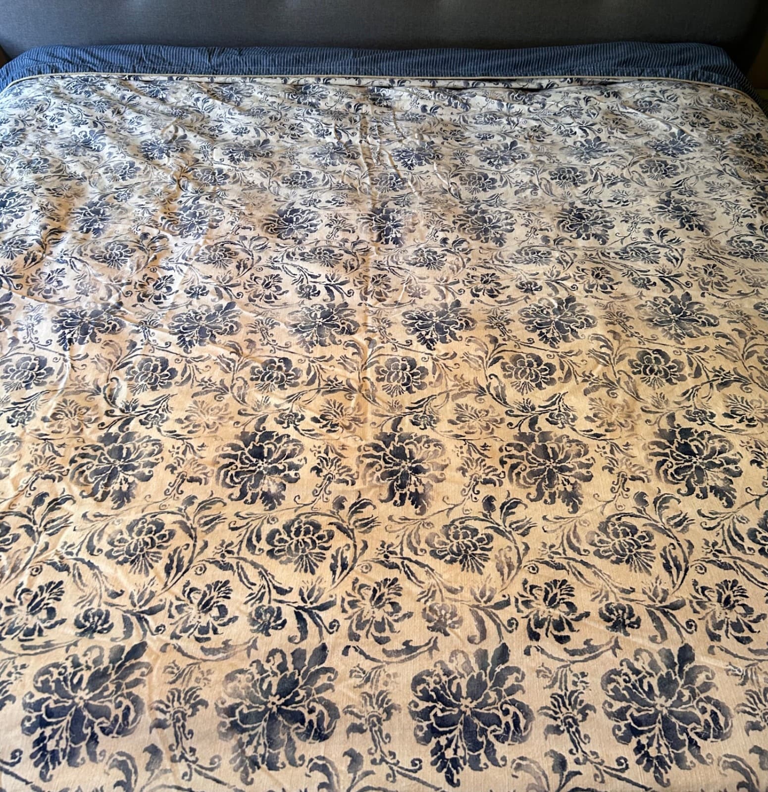 Ralph Lauren Bluff Point Queen Duvet Cover Floral White Blue Stripe Rope Trim - Thumbnail 2
