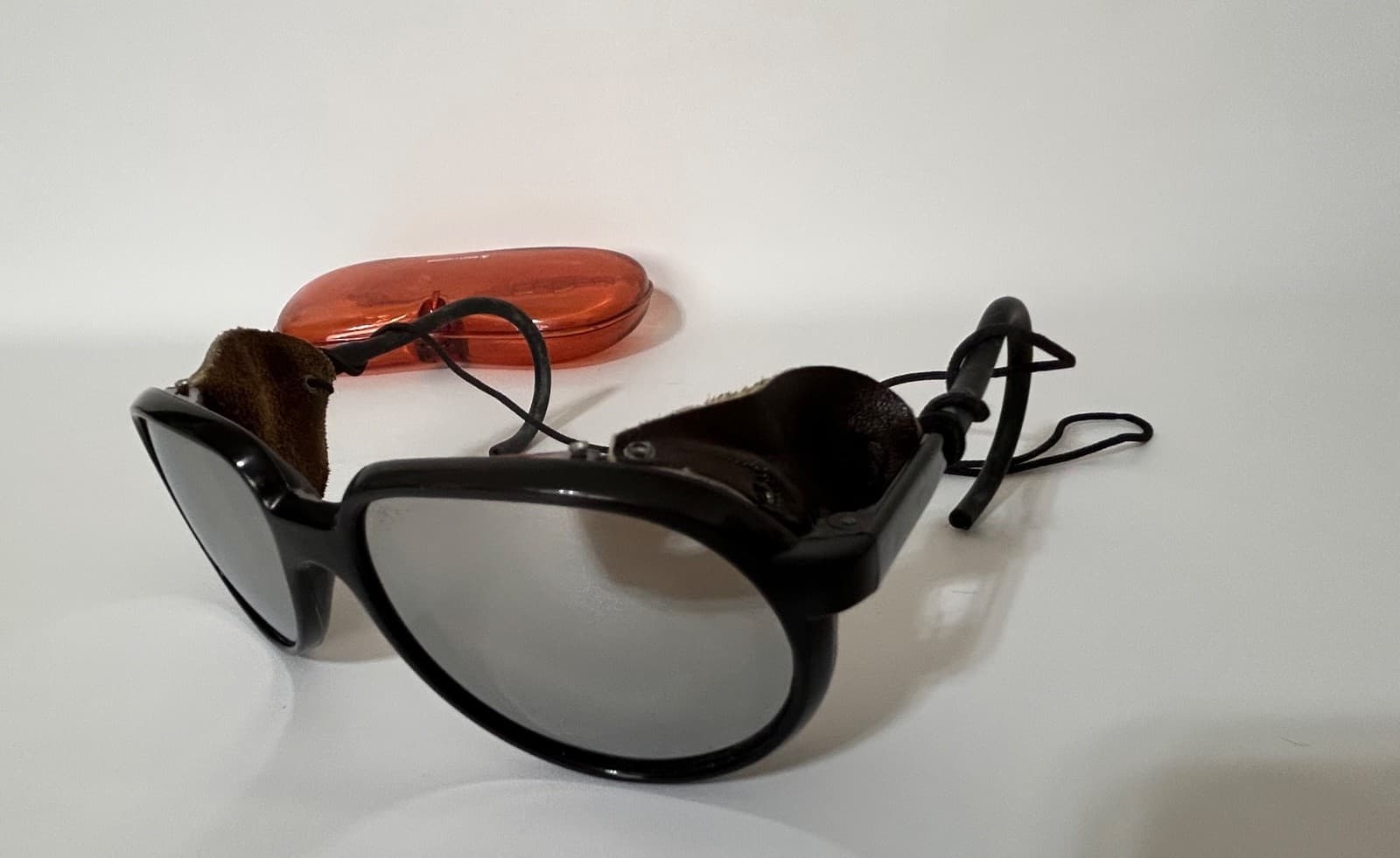 Bolle Nylon Cable Hook Leather Shields Skiing Sunglasses Made In France - Thumbnail 15