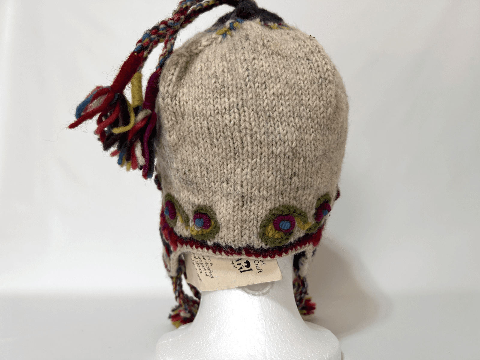 Newari Icelandic Design 100% Wool Knit Hat Ear Flaps Made in Nepal Women’s OS - Thumbnail 7