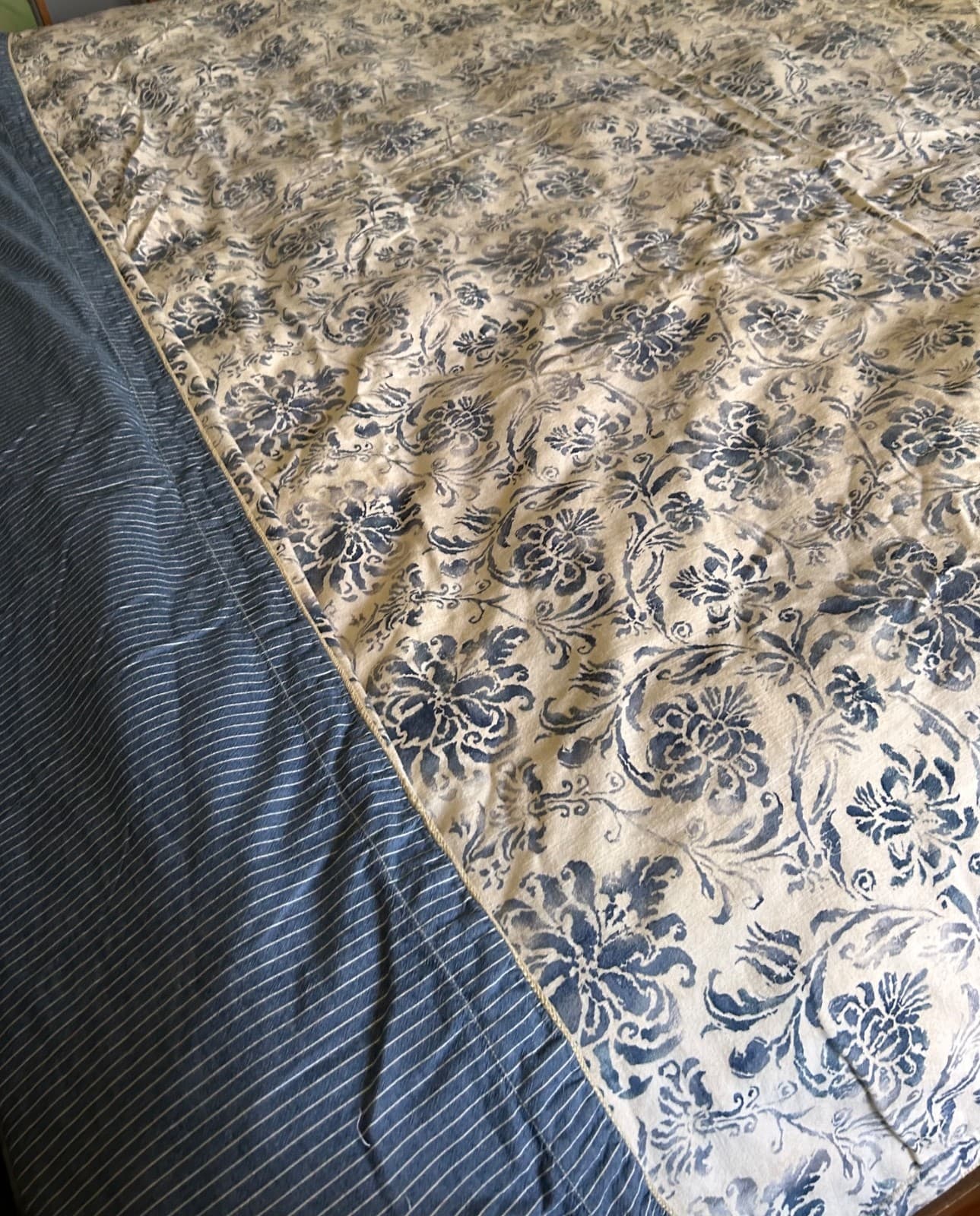 Ralph Lauren Bluff Point Queen Duvet Cover Floral White Blue Stripe Rope Trim - Thumbnail 12