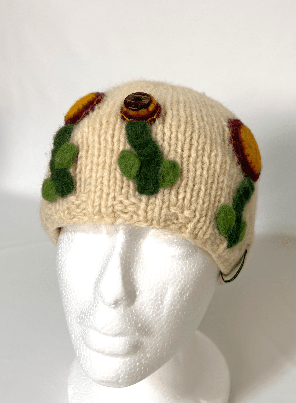 Ambler Mountain Floral Wool Hat Beanie Womens or Kids Embroidered - Thumbnail 2