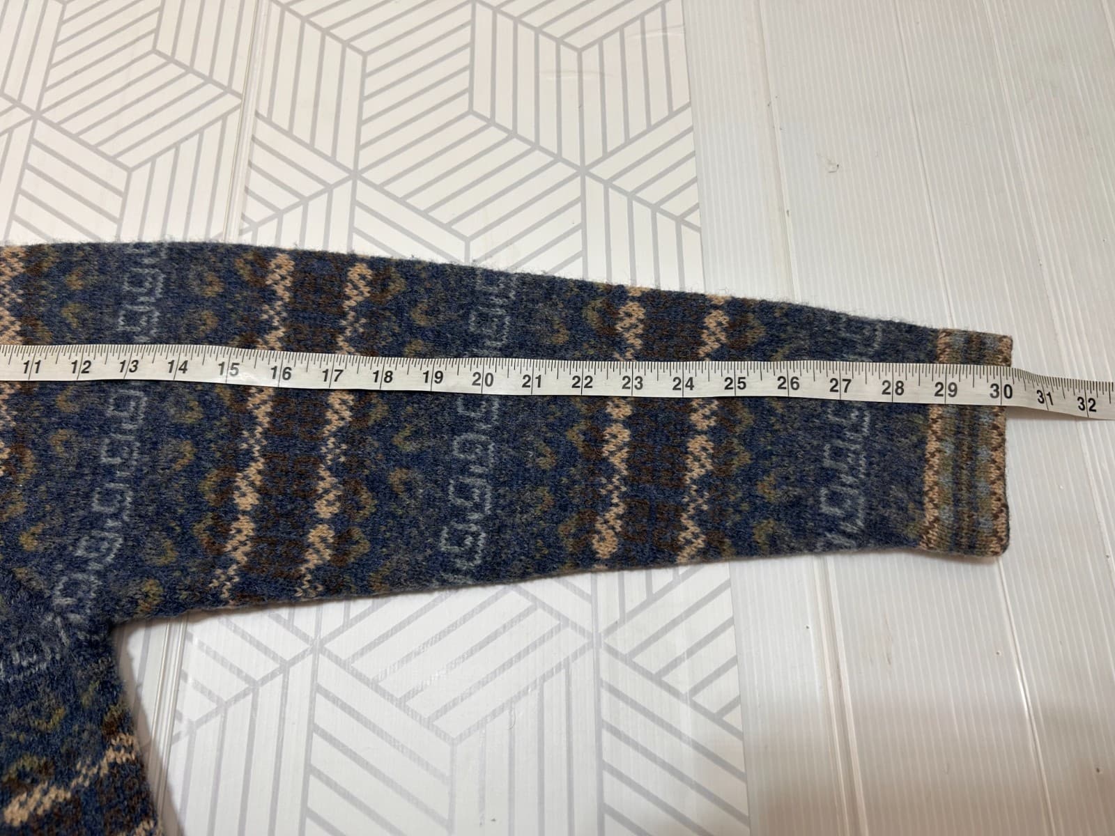 Newton Trading Cardigan Sweater Vintage Nordic Wool Blue Hook Eye A Size L - Thumbnail 7