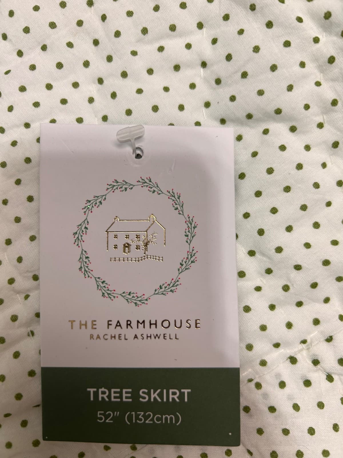 NWT The Farmhouse Christmas Tree Skirt Quilted Green Trees Rachel Ashwell - Thumbnail 3