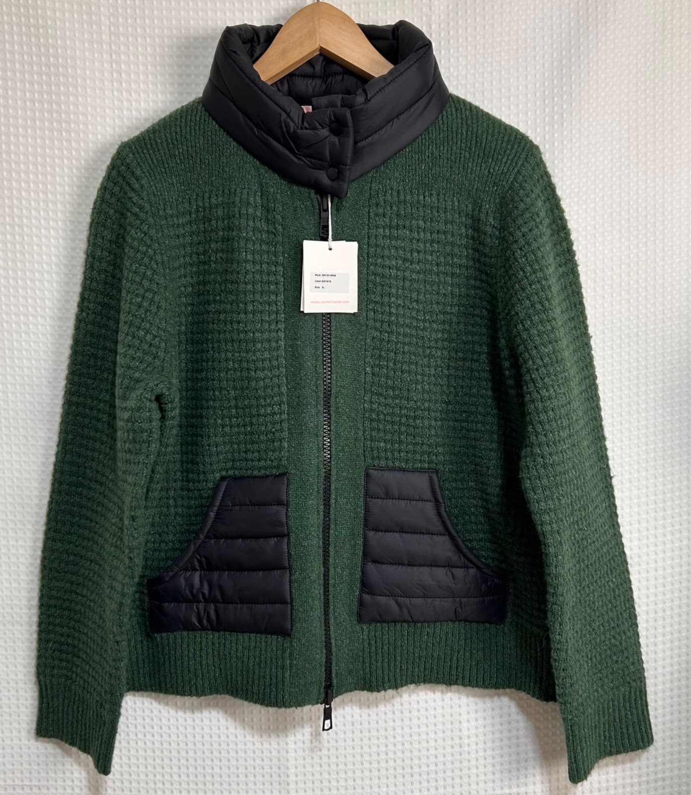NWT $440 Lisa Todd Size XL Posh Puffer Knit Cardigan Sweater Estate Green d - Thumbnail 10