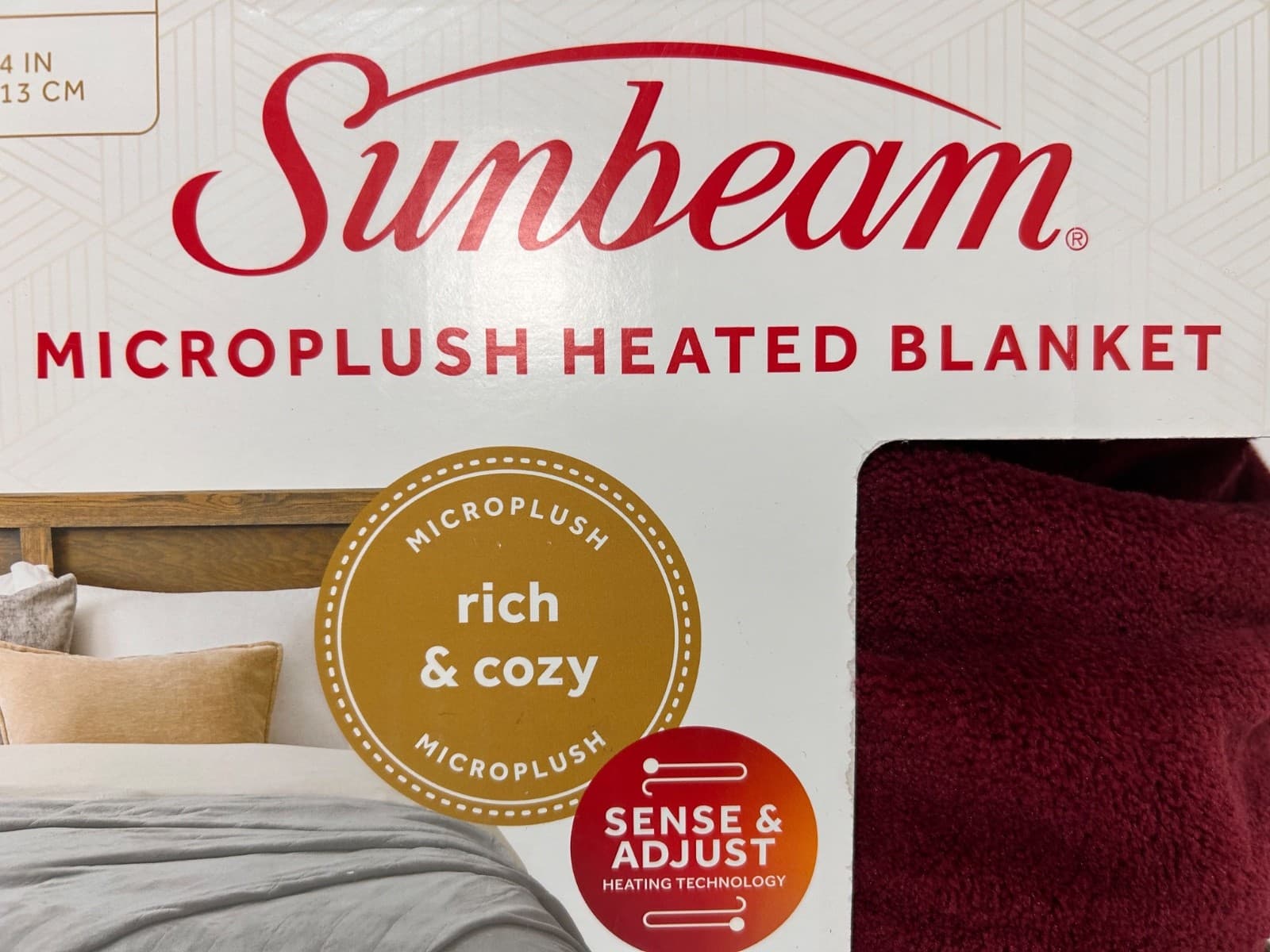 Sunbeam Heated Blanket Microplush 10 Heat Settings Size Full Burgundy - Thumbnail 5