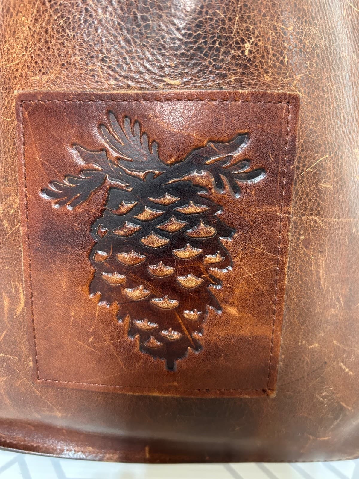 Two Bar West Leather Tooled Embossed Shoulder Bag Handmade Western Vintage - Thumbnail 12