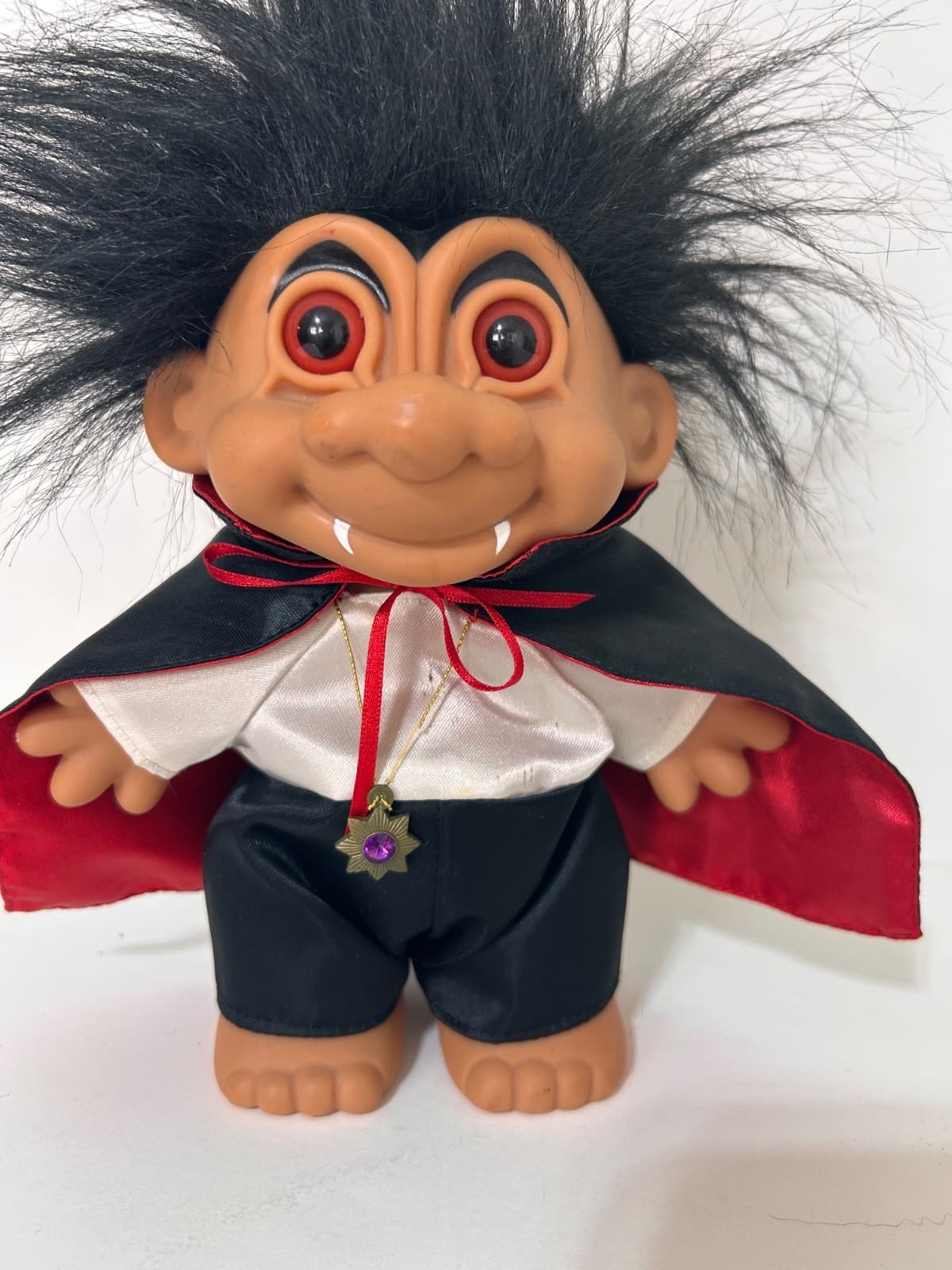 Vintage Russ Berrie Dracula Troll Red Eyes Cape Fangs Halloween Rare - Thumbnail 8