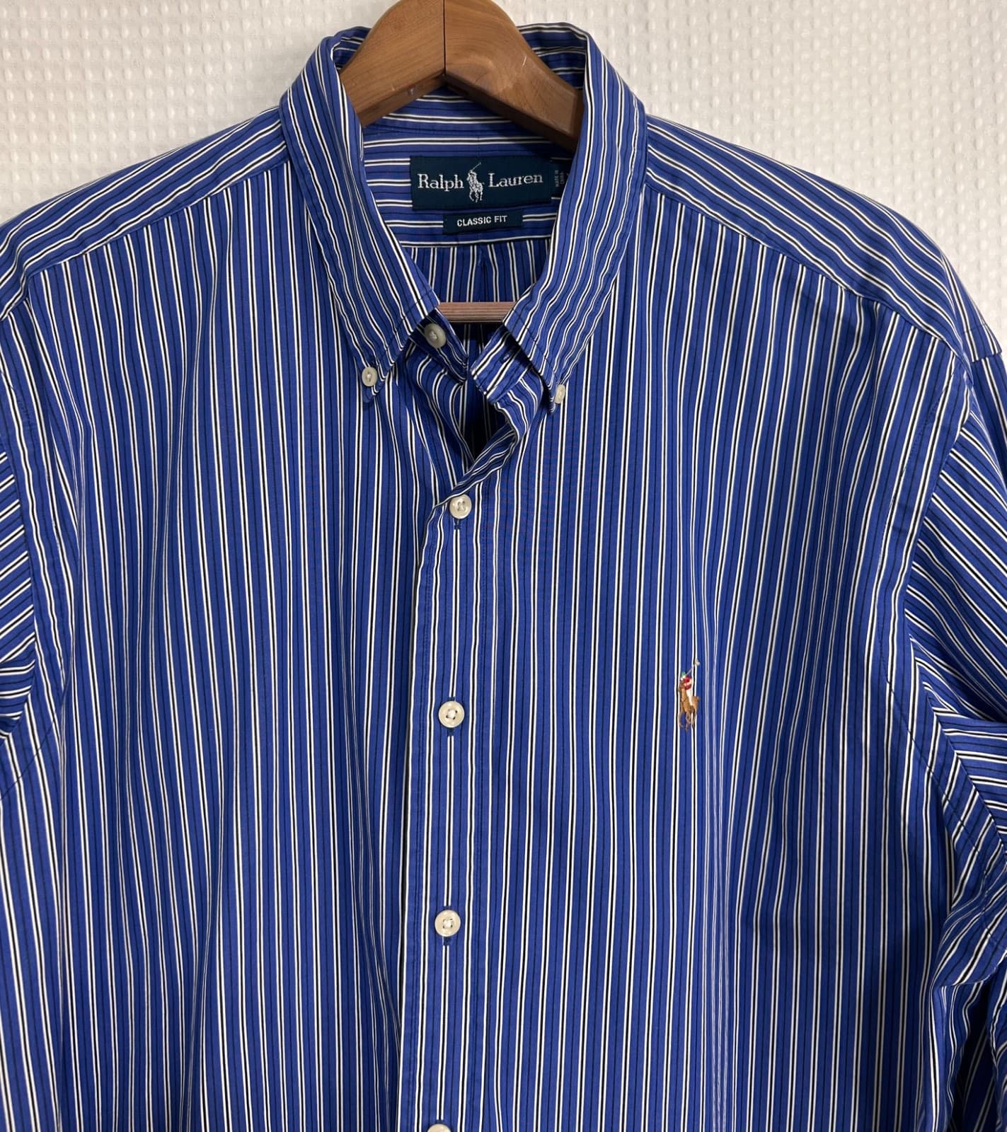 Ralph Lauren Mens size XL Striped Blue White Long Sleeve Button Up Shirt Pony d - Thumbnail 11