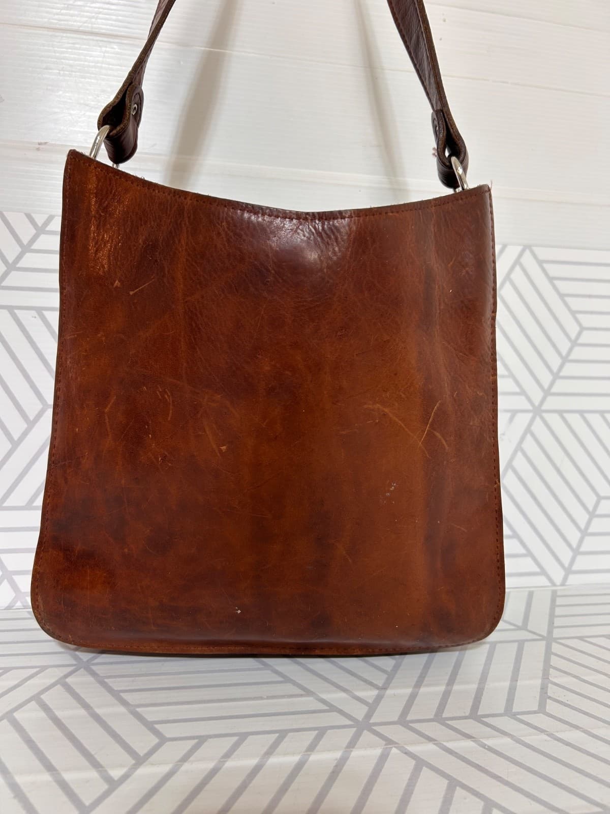 Two Bar West Leather Tooled Embossed Shoulder Bag Handmade Western Vintage - Thumbnail 15