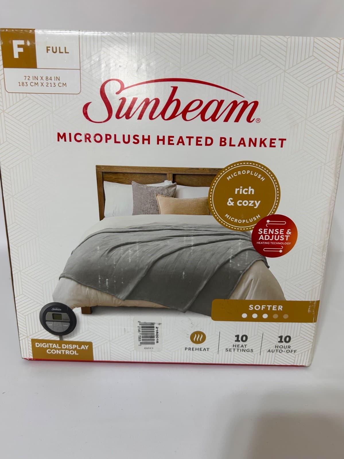 Sunbeam Heated Blanket Microplush 10 Heat Settings Size Full Burgundy - Thumbnail 2