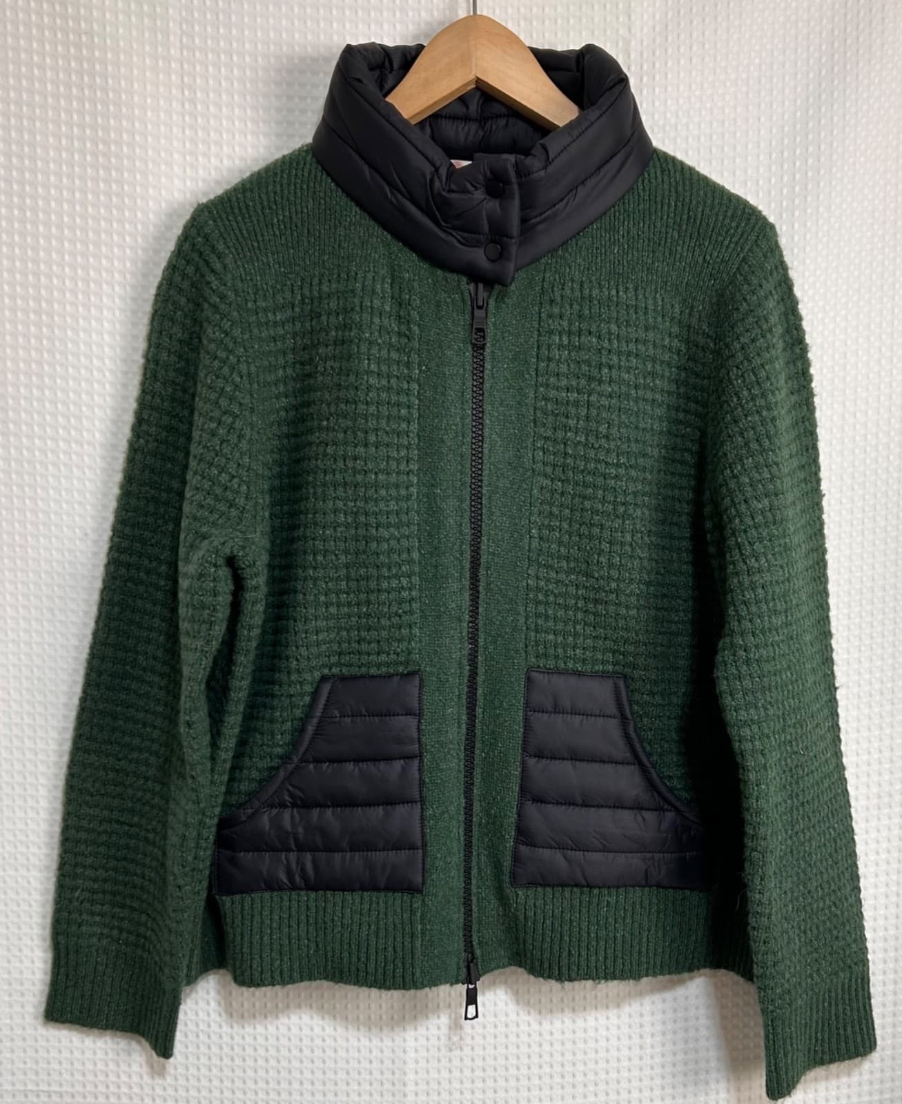 NWT $440 Lisa Todd Size XL Posh Puffer Knit Cardigan Sweater Estate Green d - Thumbnail 9