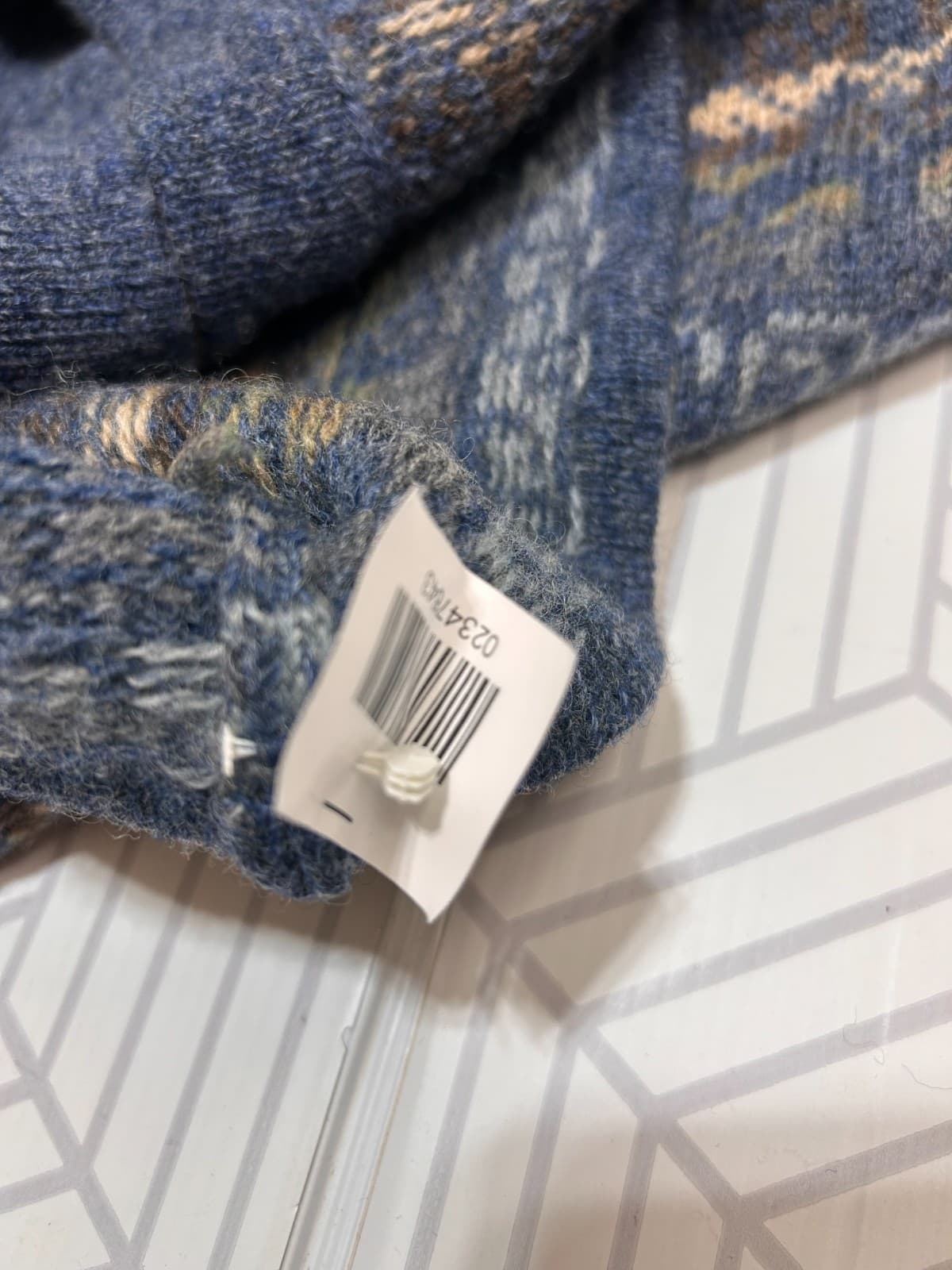 Newton Trading Cardigan Sweater Vintage Nordic Wool Blue Hook Eye A Size L - Thumbnail 5