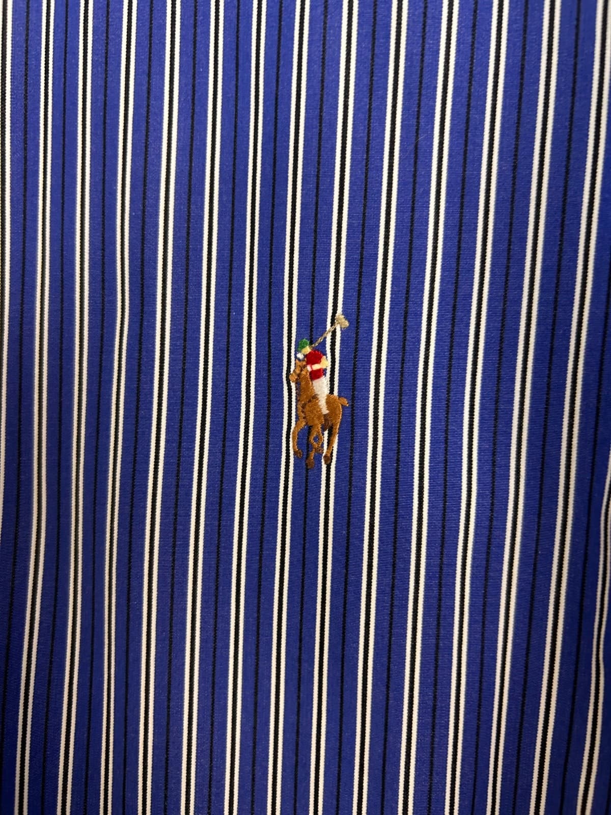 Ralph Lauren Mens size XL Striped Blue White Long Sleeve Button Up Shirt Pony d - Thumbnail 4