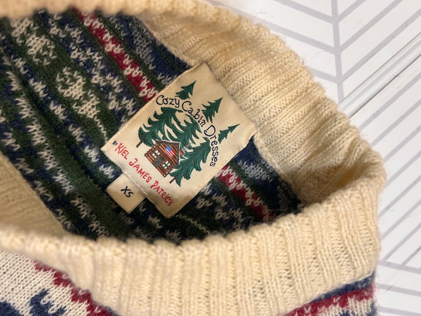 Kiel James Patrick Cozy Cabin Size XS Fair Isle Moose Sweater Dress Wool Blend z - Thumbnail 5