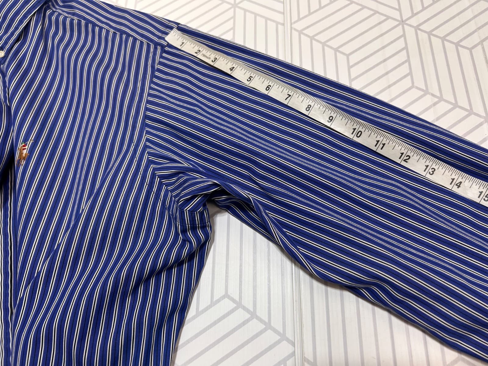 Ralph Lauren Mens size XL Striped Blue White Long Sleeve Button Up Shirt Pony d - Thumbnail 5