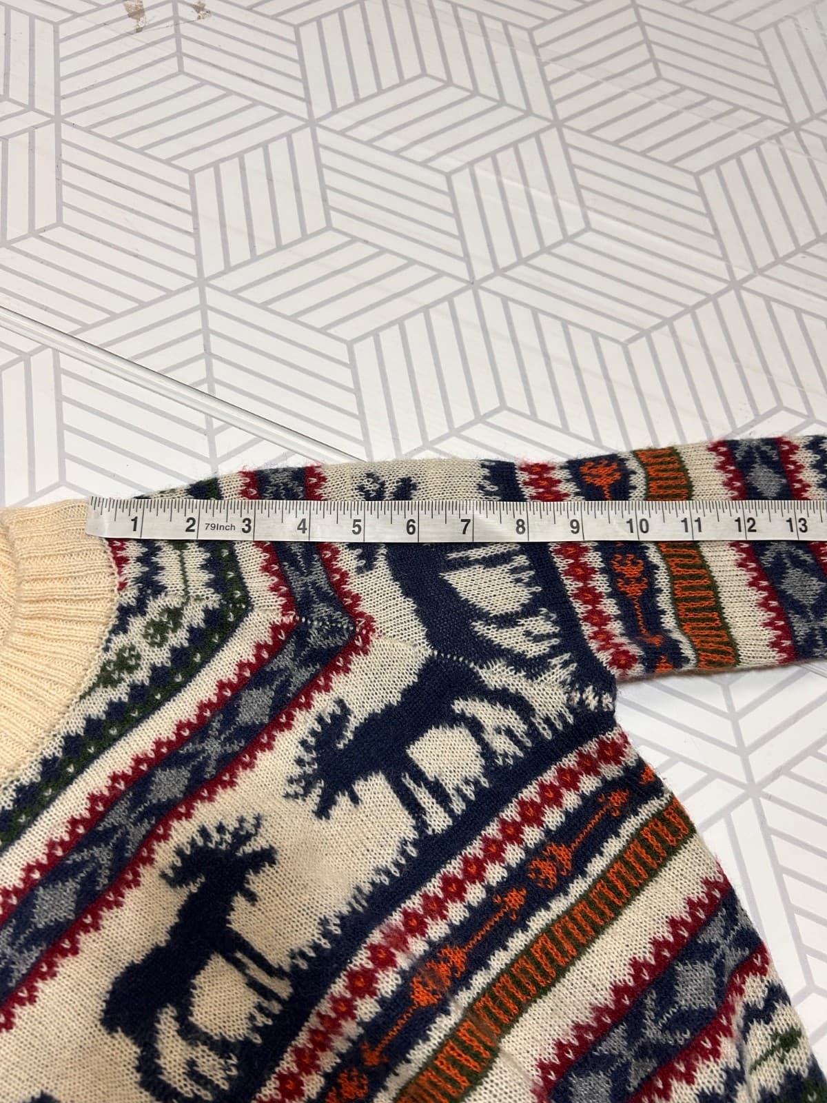 Kiel James Patrick Cozy Cabin Size XS Fair Isle Moose Sweater Dress Wool Blend z - Thumbnail 12