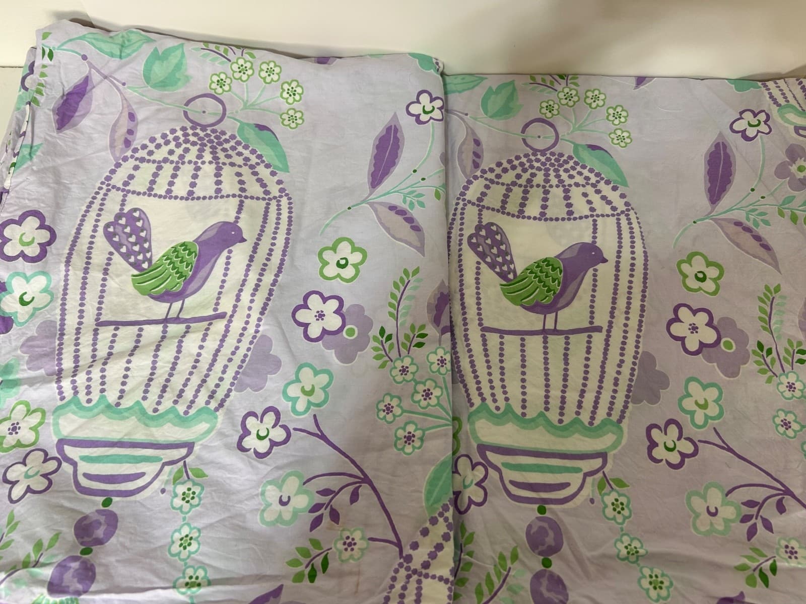 POTTERY BARN KIDS Bird Duvet Cover Lavender Girls Birdcage Floral Twin Flora - Thumbnail 4