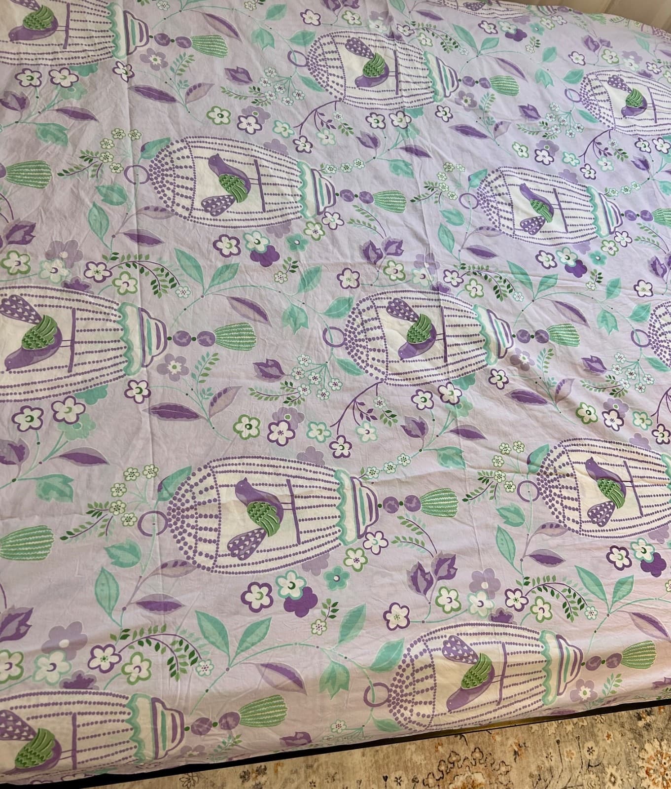 POTTERY BARN KIDS Bird Duvet Cover Lavender Girls Birdcage Floral Twin Flora - Thumbnail 5