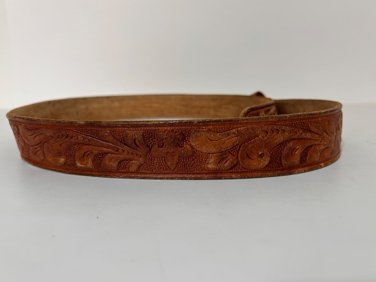 Tool Craft Top Grain Cowhide Leather Carved Tooled Belt Size 40 Brass Buckle - Thumbnail 10