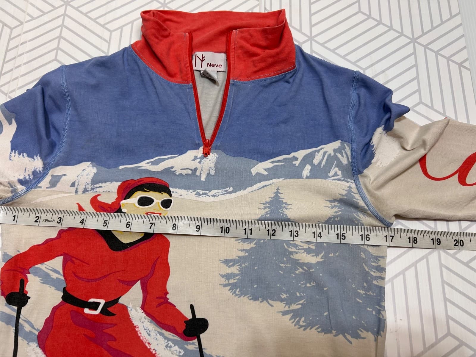 Neve Women's size Small Silk Merino Wool Base Layer Top Retro Skier Apres Ski a1 - Thumbnail 7