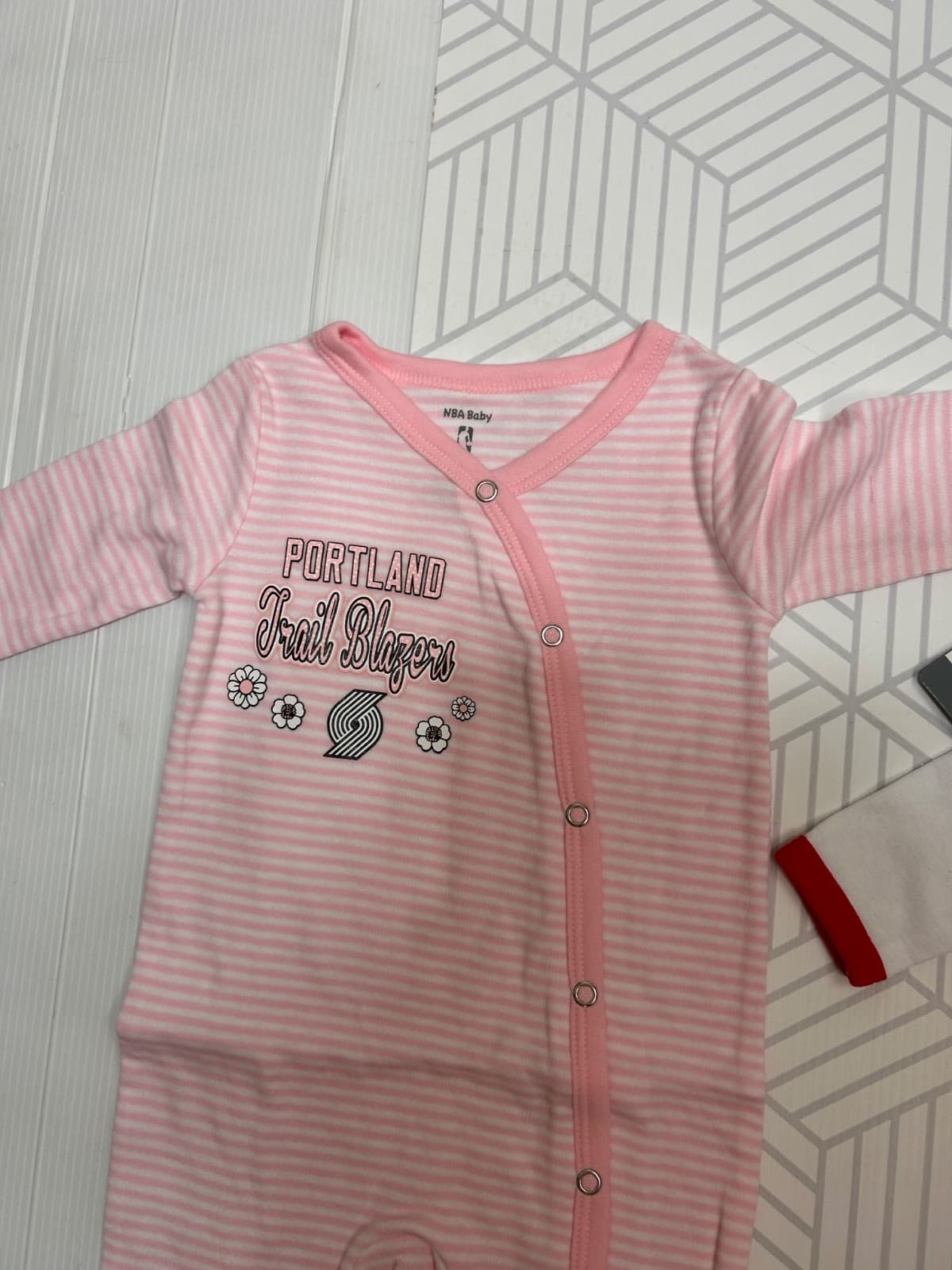 NWT Portland Trailblazers NBA Baby Girl Bodysuits Size 6 Months Set 2 PJ Pink j - Thumbnail 9