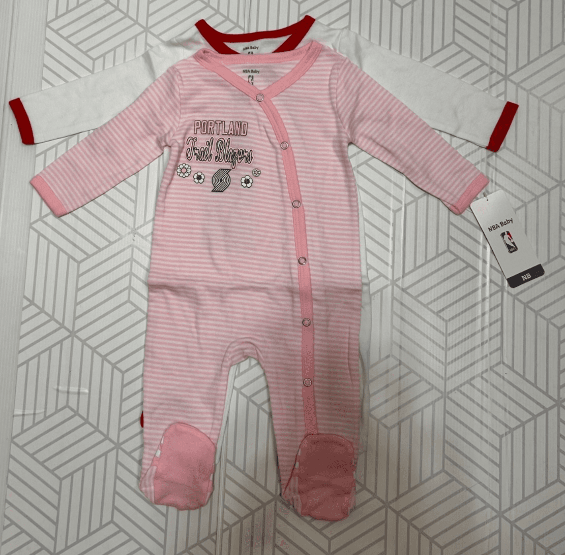 NWT Portland Trailblazers NBA Baby Girl Bodysuits Size 6 Months Set 2 PJ Pink j - Thumbnail 2