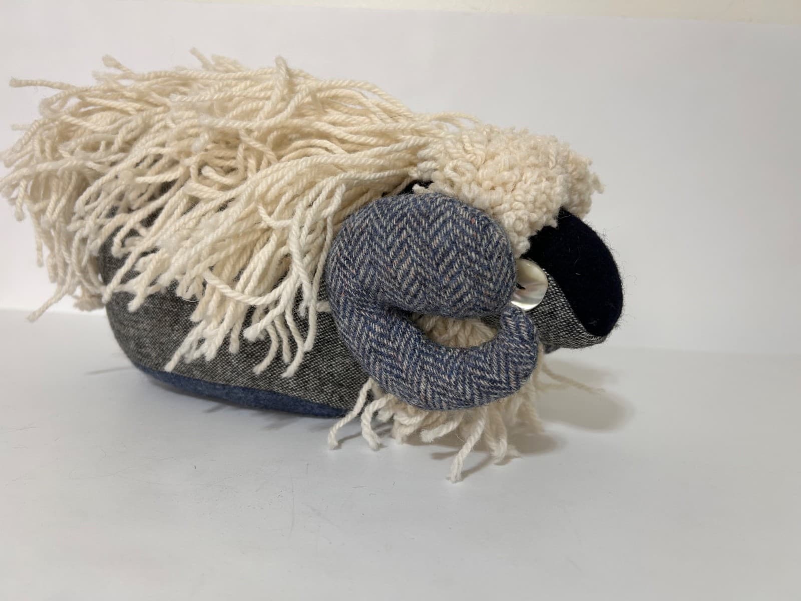 Jeans of Donegal Handmade Tweed Stuffed Ram Sheep Folk Art WOOL Irish Plush - Thumbnail 8