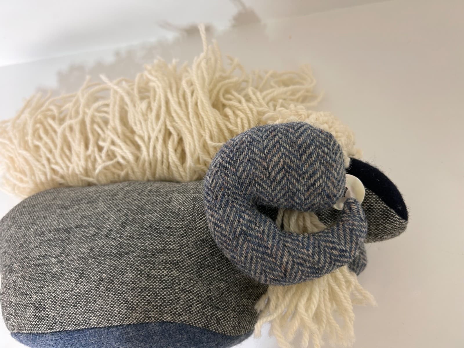 Jeans of Donegal Handmade Tweed Stuffed Ram Sheep Folk Art WOOL Irish Plush - Thumbnail 3