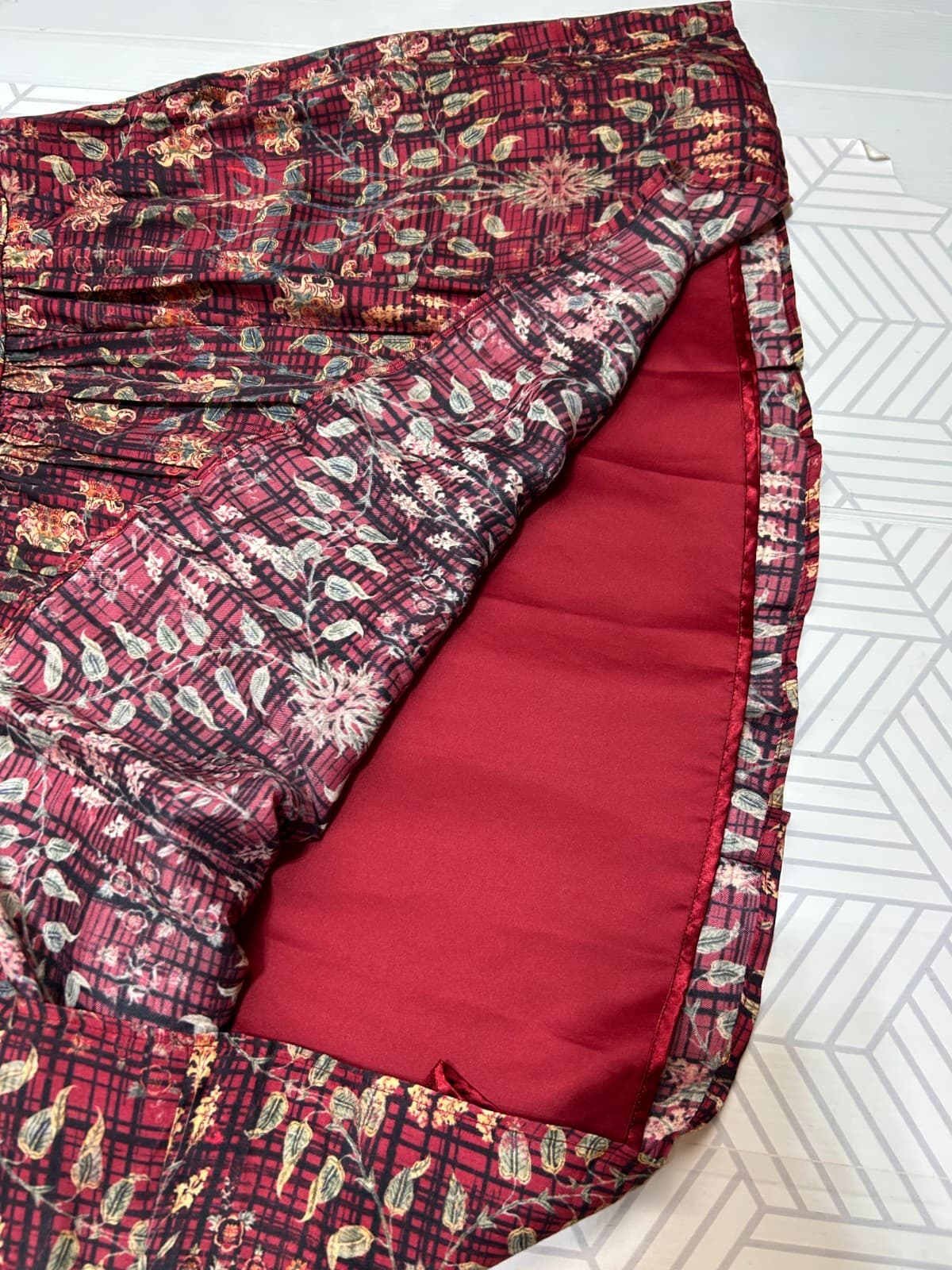 Peruvian Connection Size 14 XL Visc Silk Blend Pockets A Line Skirt Gorgeous c - Thumbnail 9