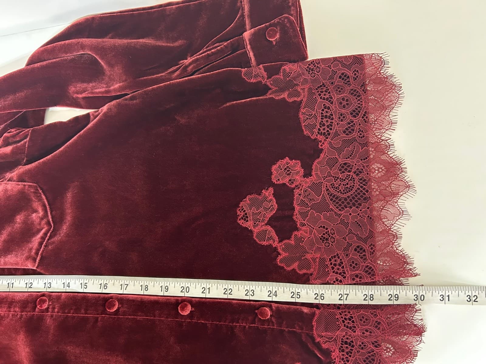 Soft Surroundings Size XS Cardigan Velvet Lace Eden Cabernet Top Burgundy d - Thumbnail 6