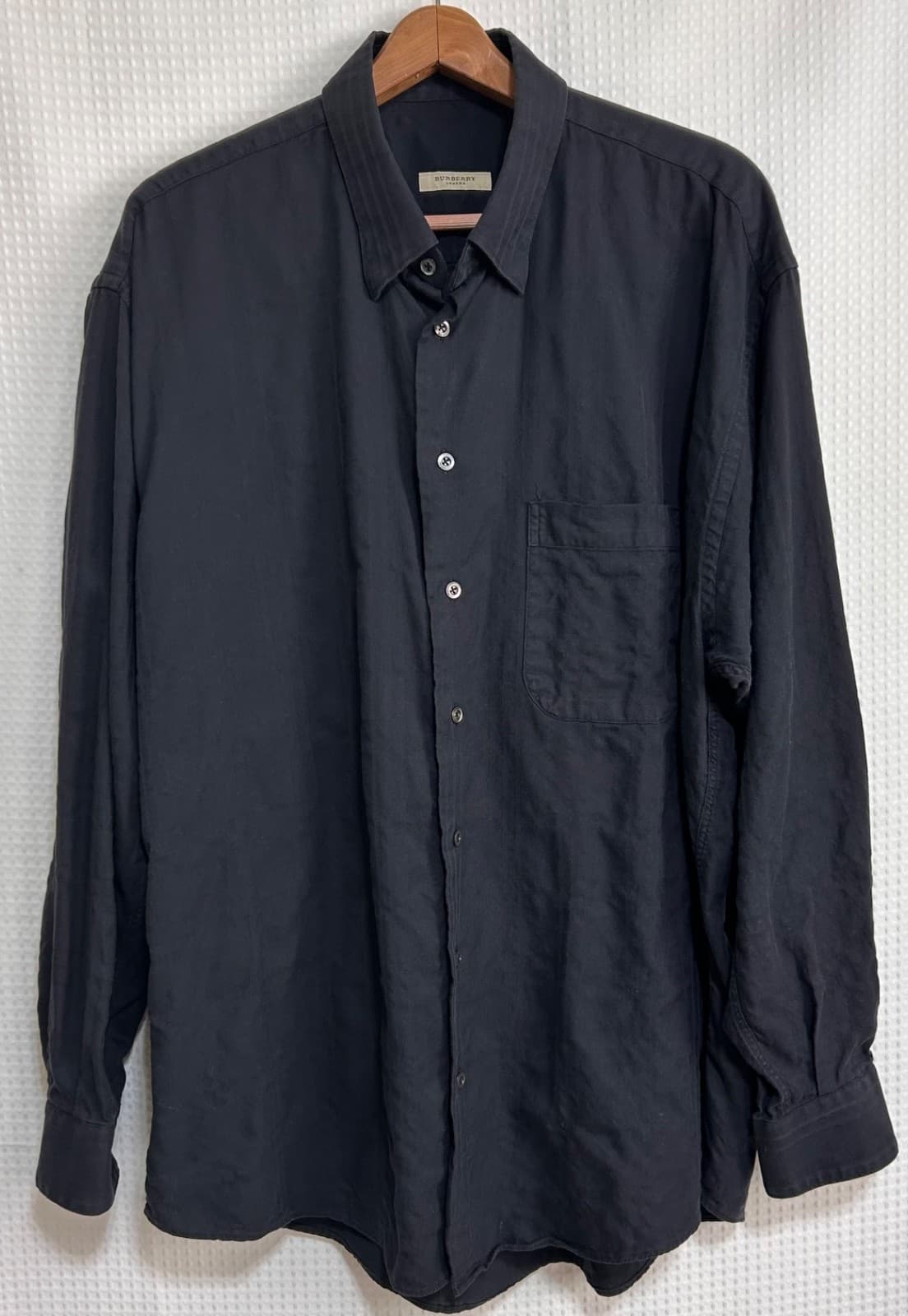 Burberry London Shirt Mens size XL Black Textured Button Up Casual v - Thumbnail 10