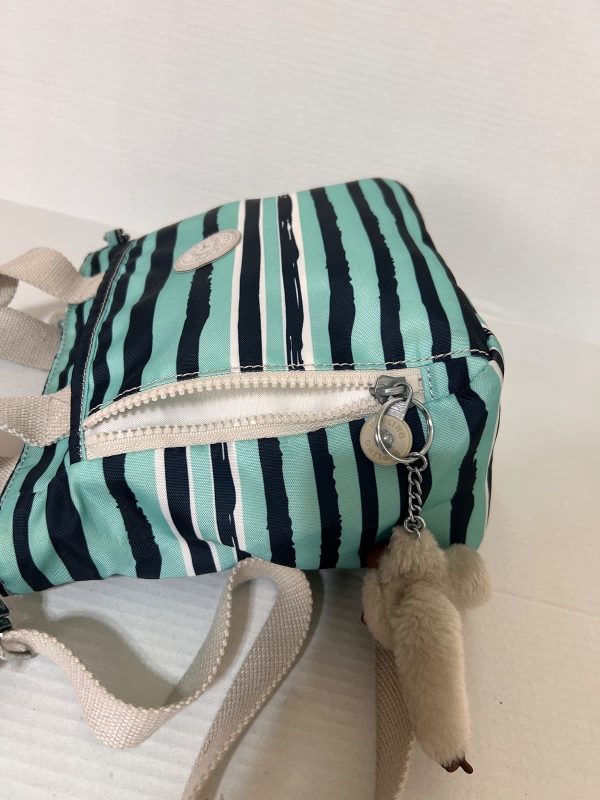 Vintage Y2K Kipling Crossbody or Shoulder Bag Purse Small Blue Navy Monkey - Thumbnail 7
