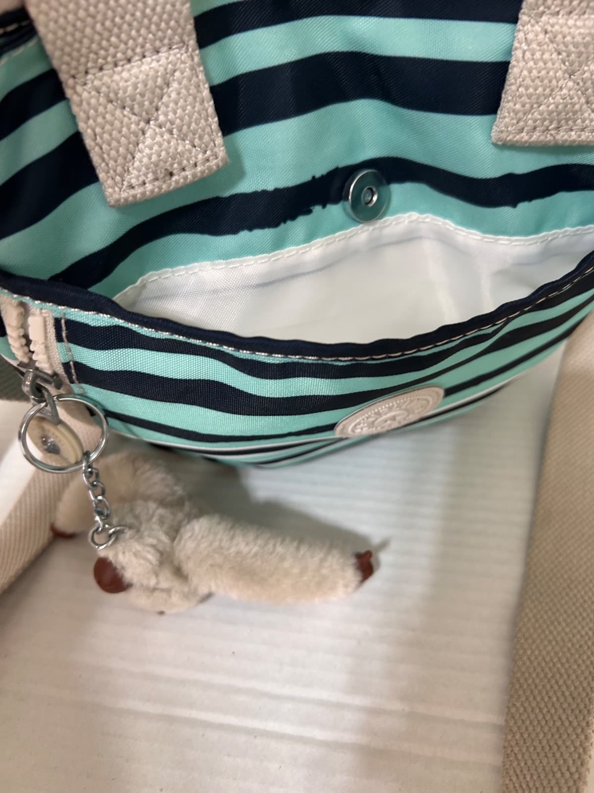 Vintage Y2K Kipling Crossbody or Shoulder Bag Purse Small Blue Navy Monkey - Thumbnail 8