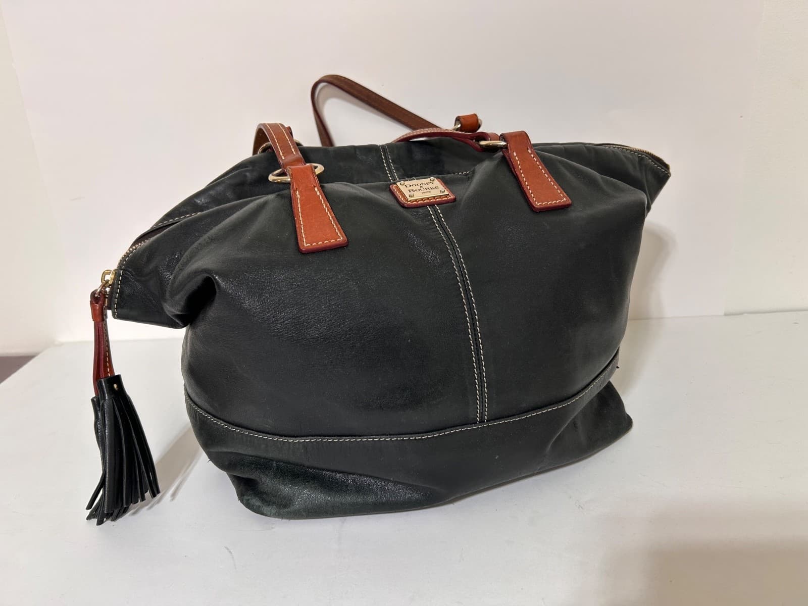 Dooney & Bourke Wexford Leather Becky Shoulder Tote Black Red Liner Dust Bag - Thumbnail 3