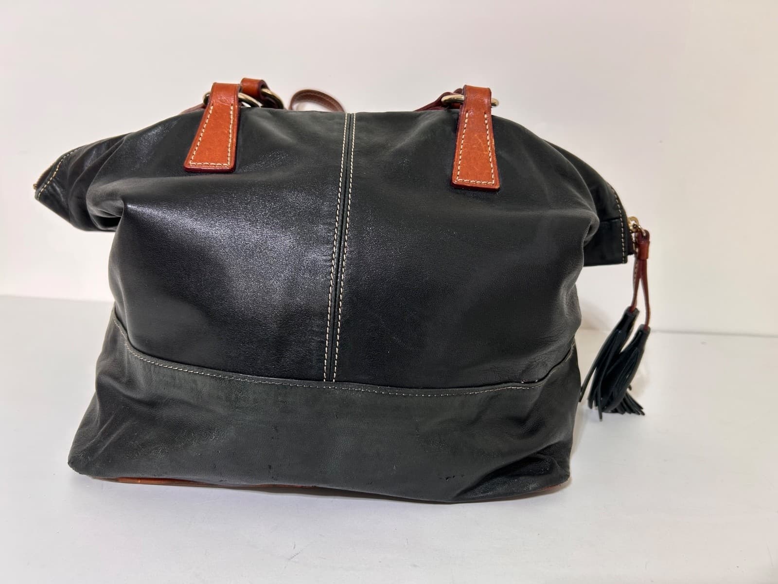 Dooney & Bourke Wexford Leather Becky Shoulder Tote Black Red Liner Dust Bag - Thumbnail 6