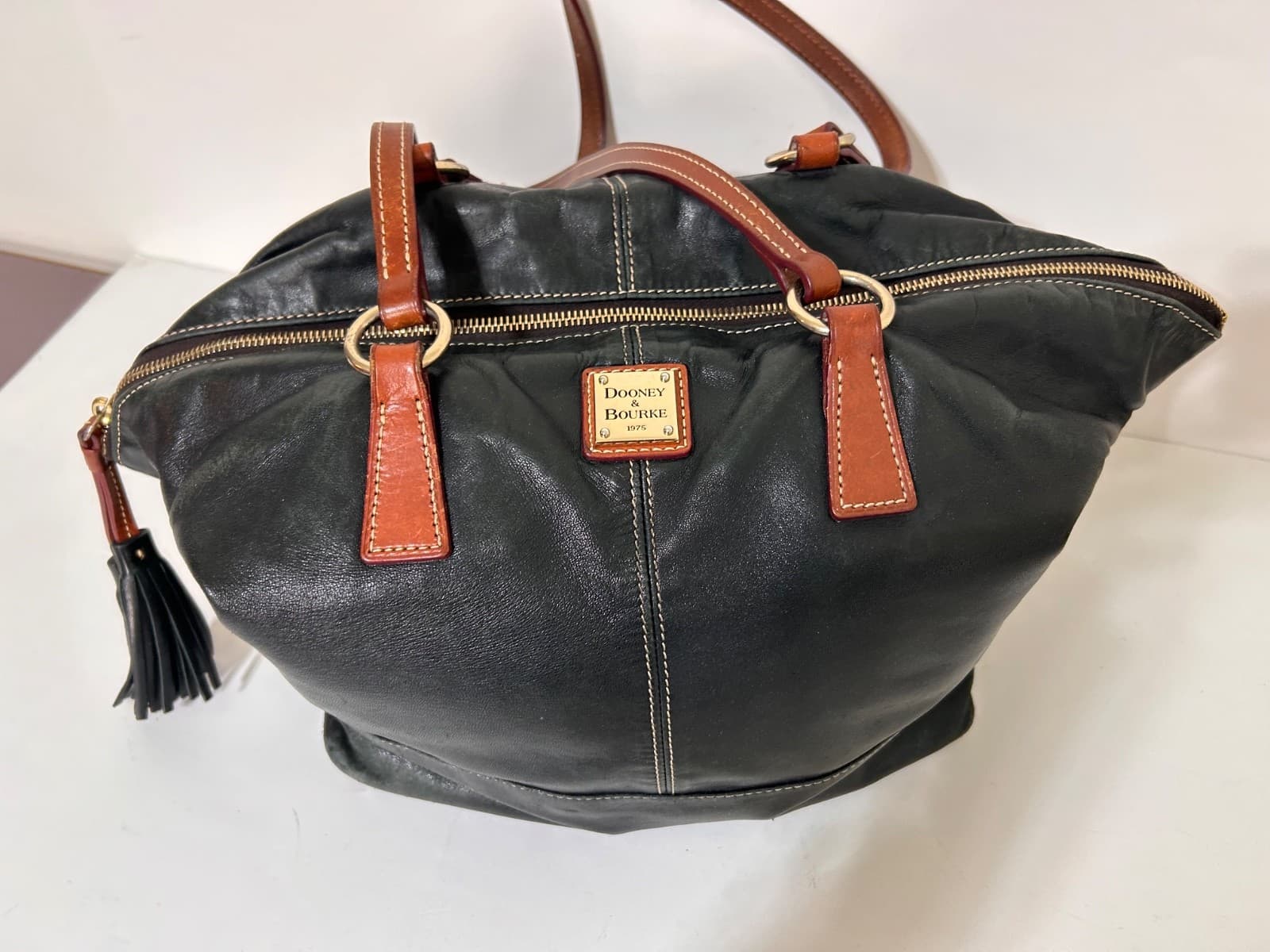 Dooney & Bourke Wexford Leather Becky Shoulder Tote Black Red Liner Dust Bag - Thumbnail 7