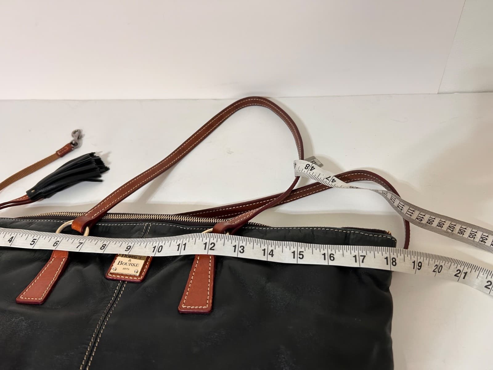 Dooney & Bourke Wexford Leather Becky Shoulder Tote Black Red Liner Dust Bag - Thumbnail 11