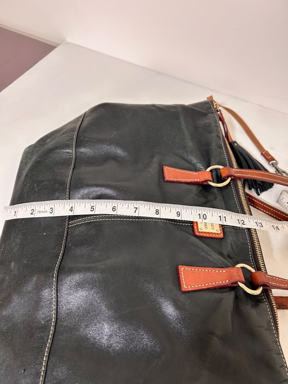 Dooney & Bourke Wexford Leather Becky Shoulder Tote Black Red Liner Dust Bag - Thumbnail 12