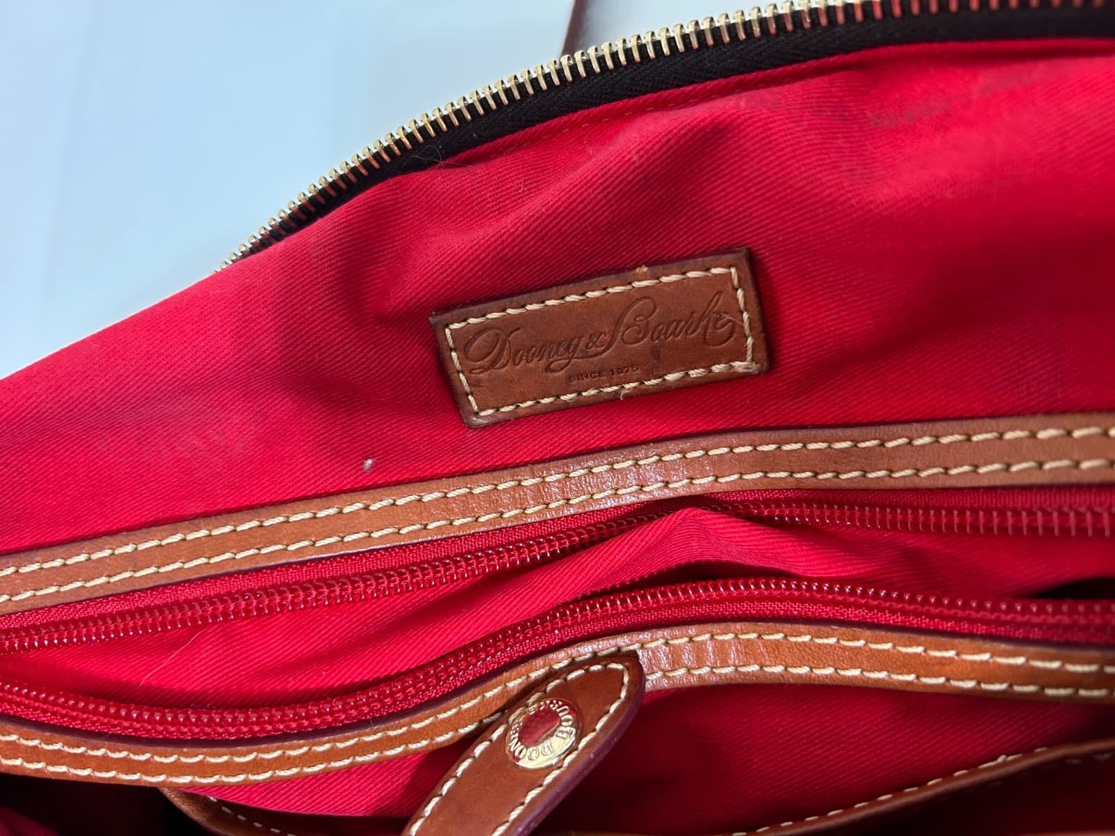 Dooney & Bourke Wexford Leather Becky Shoulder Tote Black Red Liner Dust Bag - Thumbnail 14