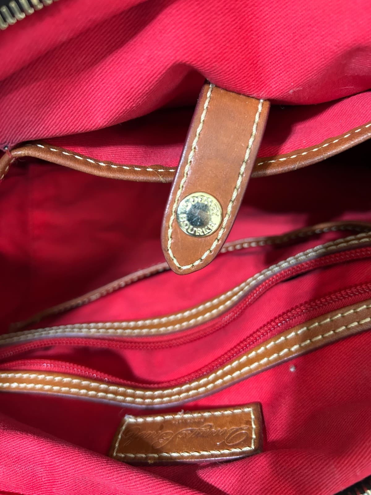 Dooney & Bourke Wexford Leather Becky Shoulder Tote Black Red Liner Dust Bag - Thumbnail 15