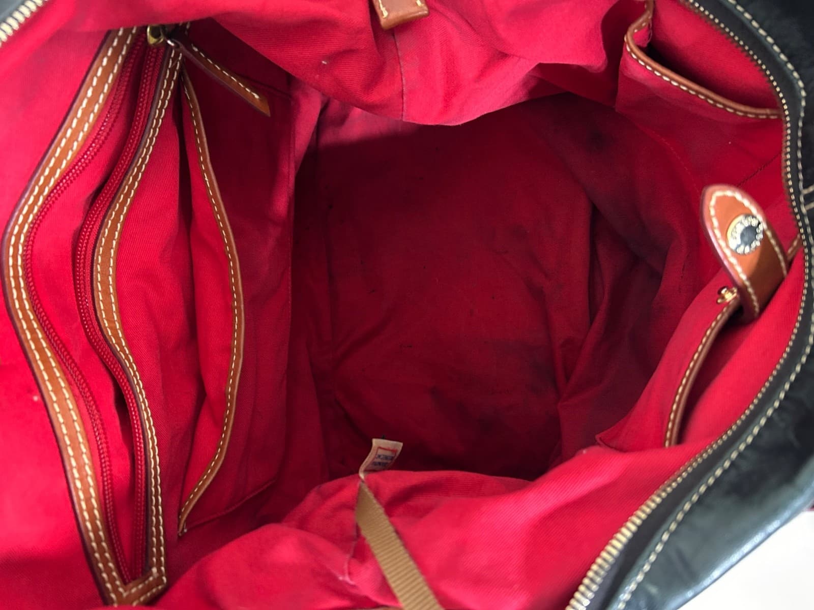 Dooney & Bourke Wexford Leather Becky Shoulder Tote Black Red Liner Dust Bag - Thumbnail 17