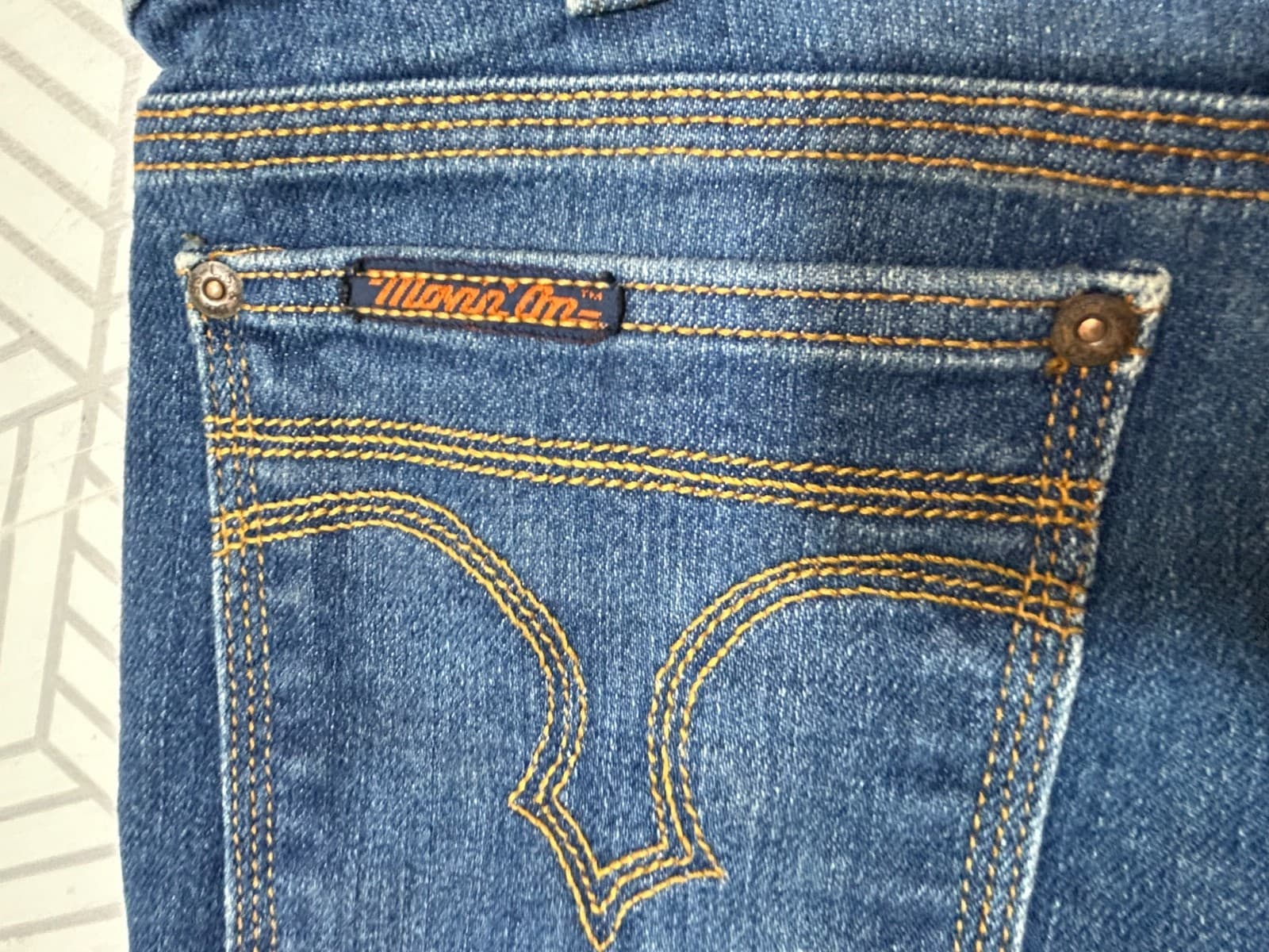 Vtg Levis Jeans Mens Straight Flare Movin On 32X29 Blue Orange Tab 70s USA Denim - Thumbnail 10