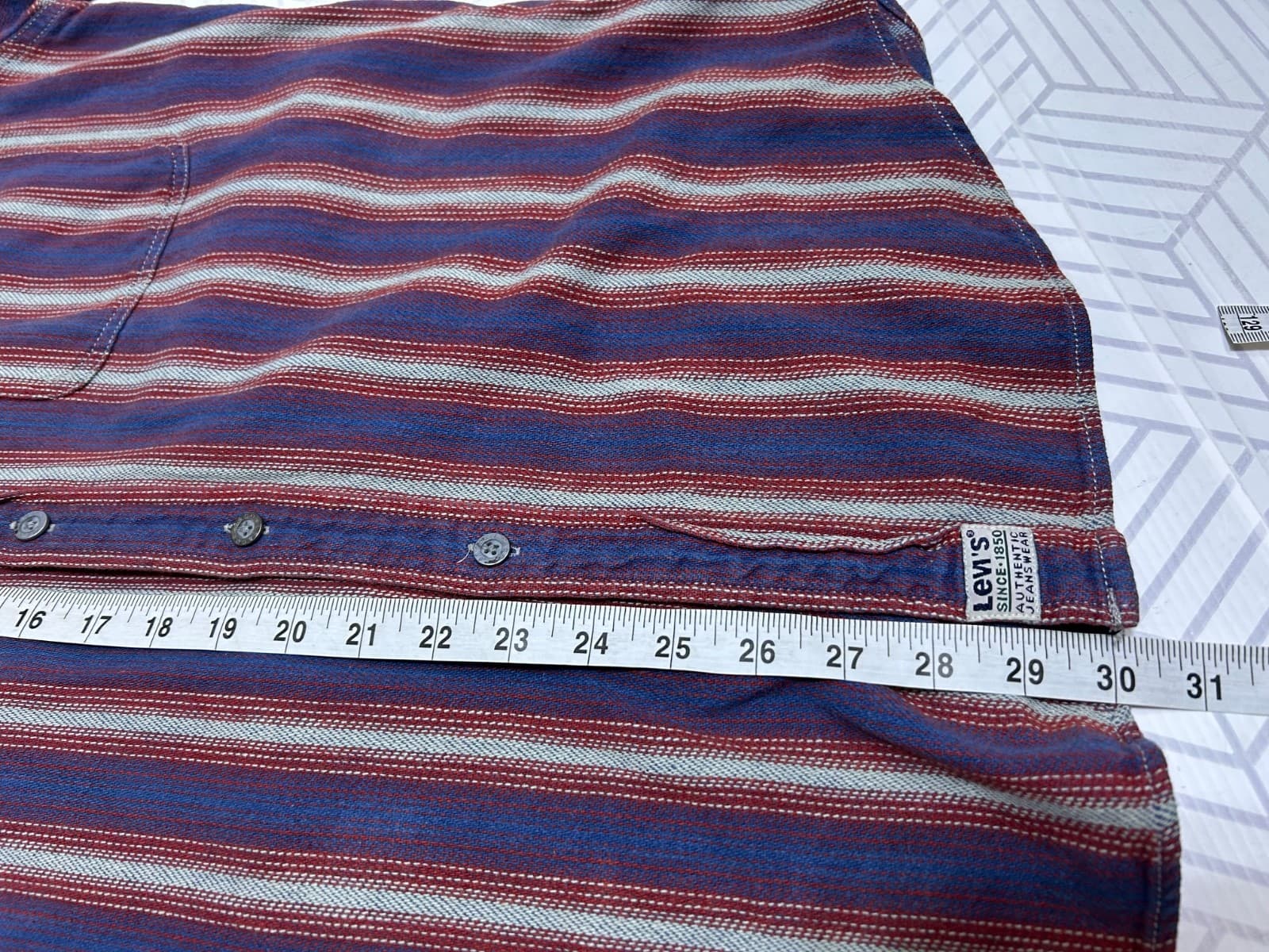 VTG Vintage Levi's Twill Chore Shirt Mens Medium Striped Button Down Western I - Thumbnail 7