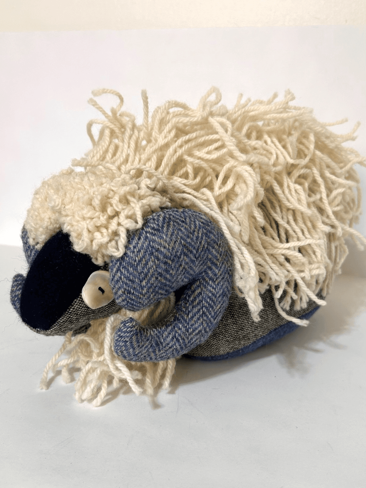 Jeans of Donegal Handmade Tweed Stuffed Ram Sheep Folk Art WOOL Irish Plush - Thumbnail 7