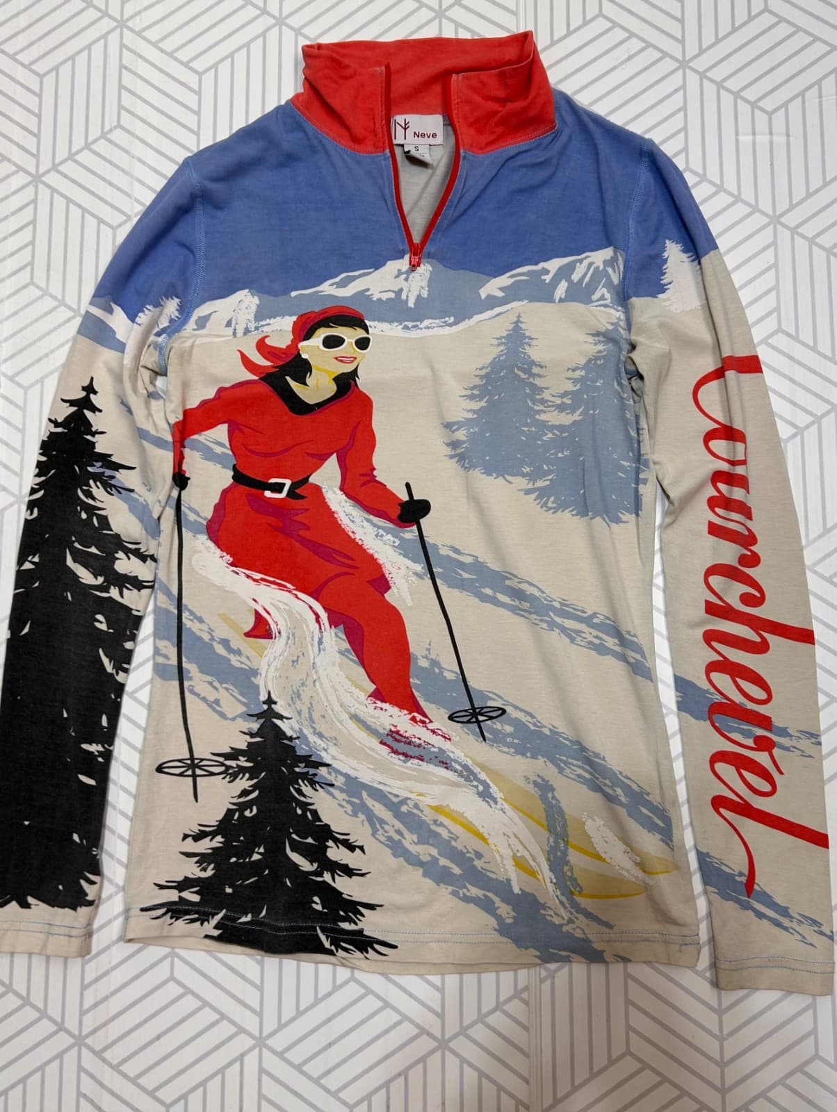 Neve Women's size Small Silk Merino Wool Base Layer Top Retro Skier Apres Ski a1 - Thumbnail 8