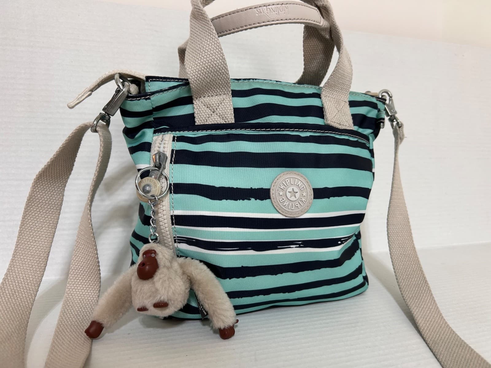 Vintage Y2K Kipling Crossbody or Shoulder Bag Purse Small Blue Navy Monkey - Thumbnail 10