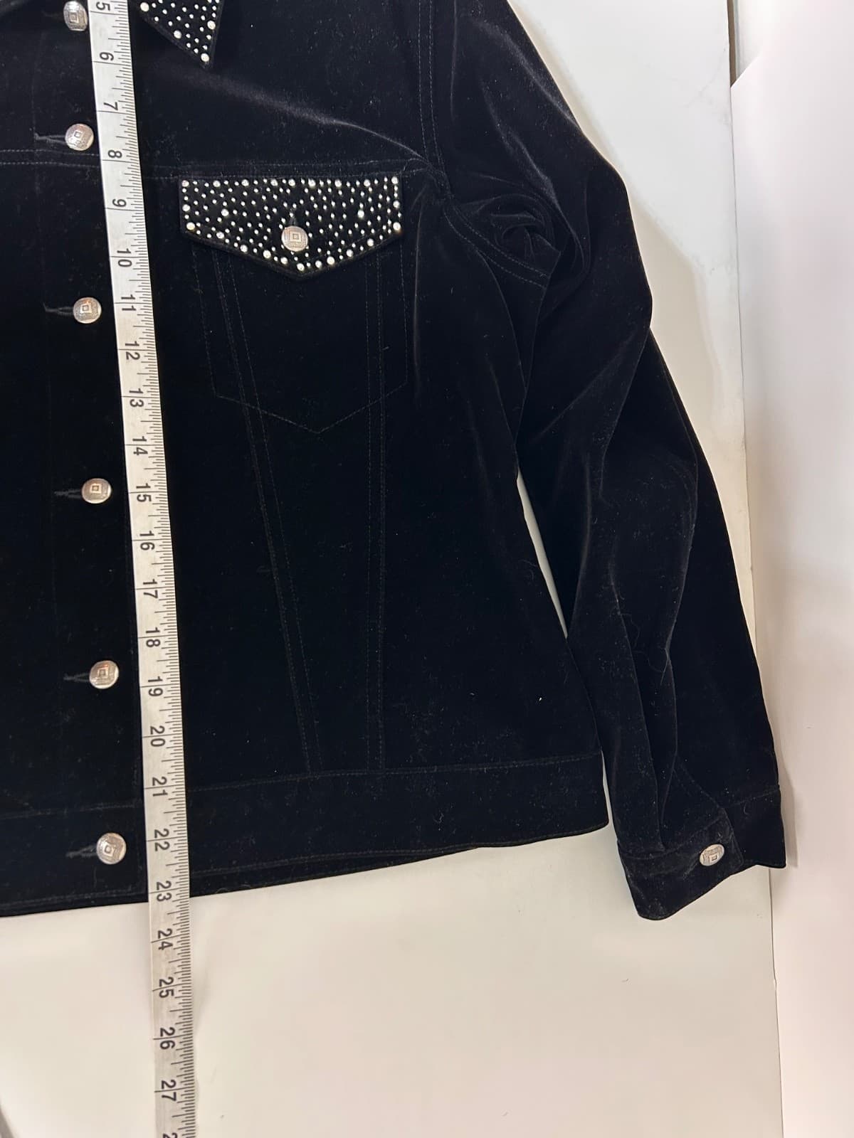 Christine Alexander size M Black Velvet Whimsigoth Rhinestone Goth Jacket G - Thumbnail 7